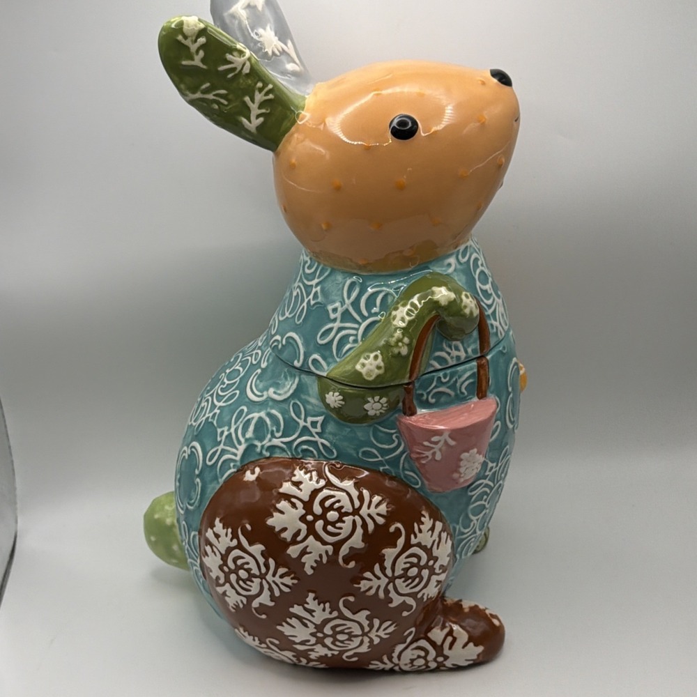 Cracker Barrel "EASTER" Cookie Jar~Multi Color Rabbit/Bunny~12.5"H x 7"W